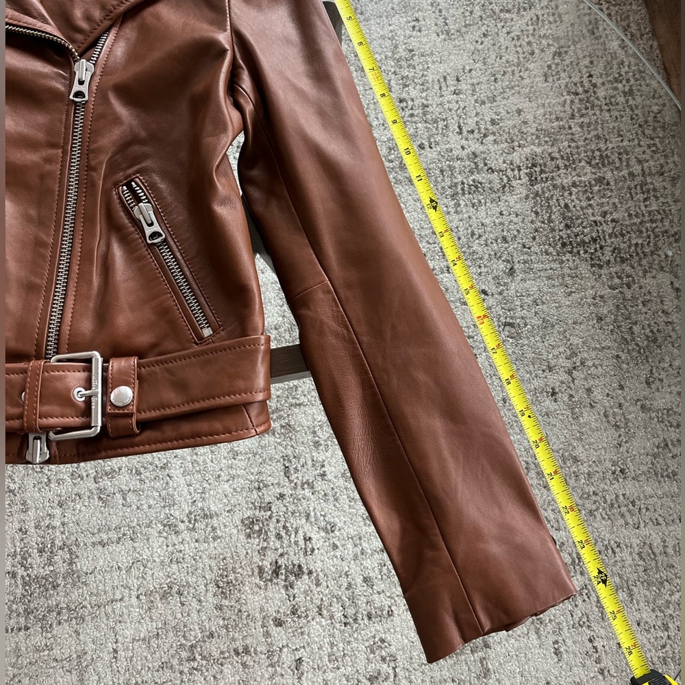 Aritzia Wilfred Free The iconic Lennon Brown new Moto Biker Leather Jacket Sz S - Picture 16 of 17